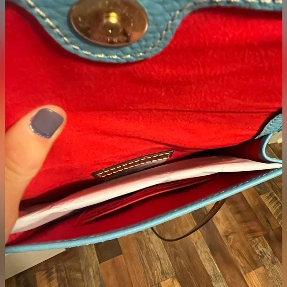 BRAND NEW Dooney and Bourke Gingy Flap Crossbody Purse Aqua Blue - Picture 11 of 15